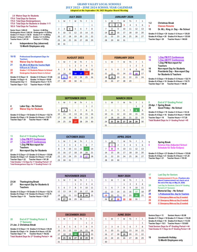 revised calendar